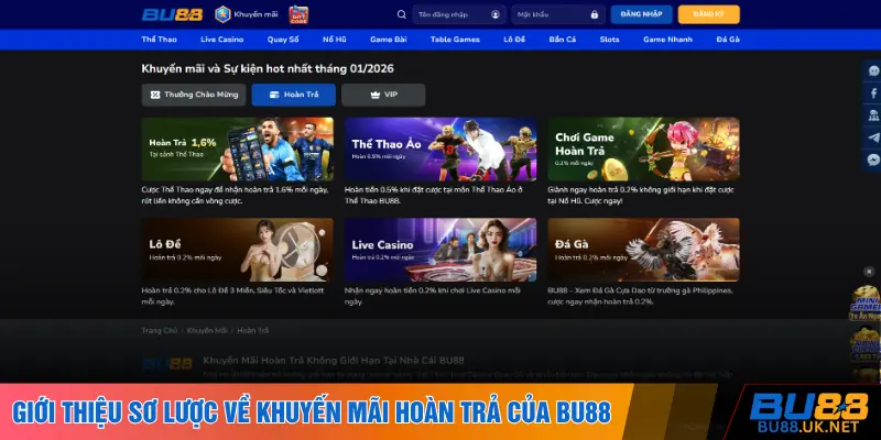 Giới thiệu sơ lược về khuyến mãi hoàn trả của BU88